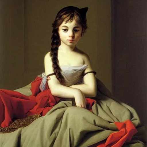 Prompt: a cat princess by jacques - louis david, epic