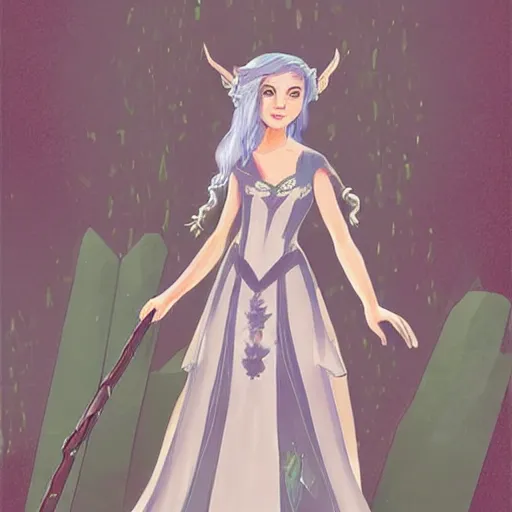 Image similar to A young female wizard in delicate magical dress + concept art + detailed character portrait