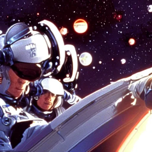 Prompt: film still of the 2001 movie space cowboys