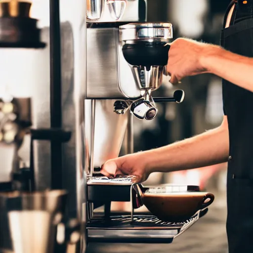 Prompt: a barista behind an espresso machine in a hipster coffee shop