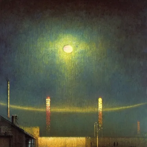 Prompt: detailed painting of a satellite station, exterior, ornaments, volumetrics lights, beam of bright lights through the clouds, beksinski, bougeureau