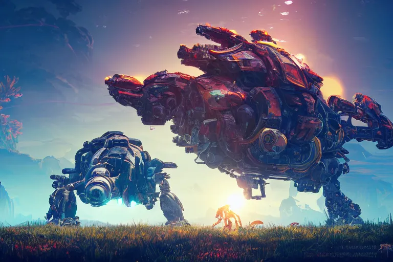 Image similar to shellsnapper machine mecanical creature robot of horizon forbidden west horizon zero dawn radiating a glowing aura global illumination ray tracing hdr fanart arstation by ian pesty and alena aenami artworks in 4 k