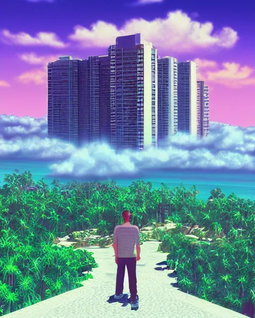 Image similar to King of the Hill, Vaporwave, Realistic Render