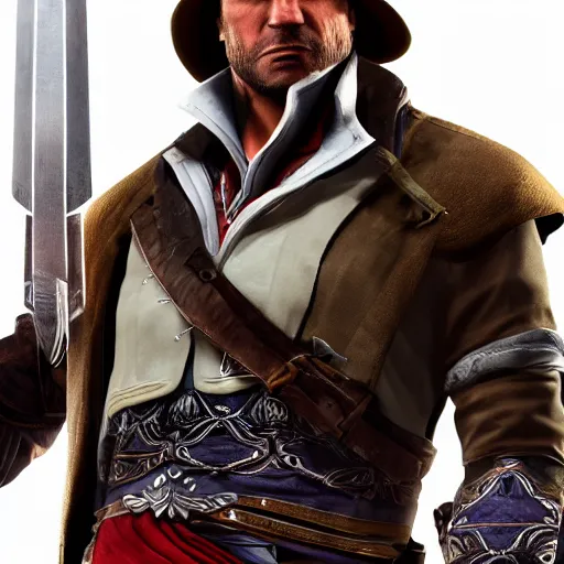 Image similar to arthur morgan as an old ezio auditore