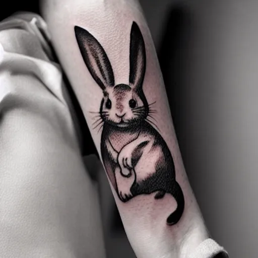 Image similar to a tattoo of a white rabbit