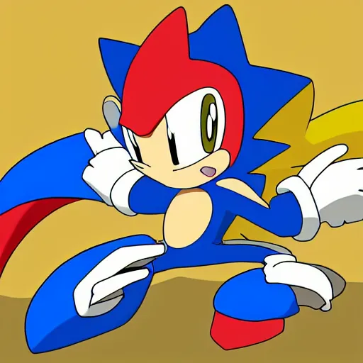 Image similar to pokemon that looks like sonic the hedgehog in pokemon style