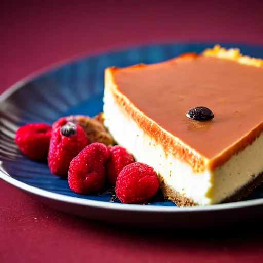 Prompt: cheesecake made of baked beans and dirt on a plate, dslr, food photography, f3.5