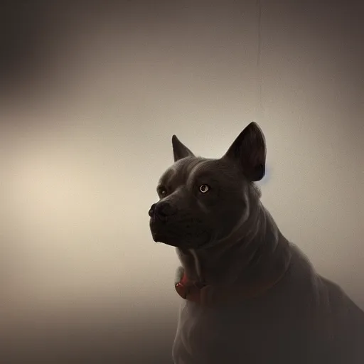 Image similar to rich dog in zoo, natural lighting, fog, artstation, studio shot