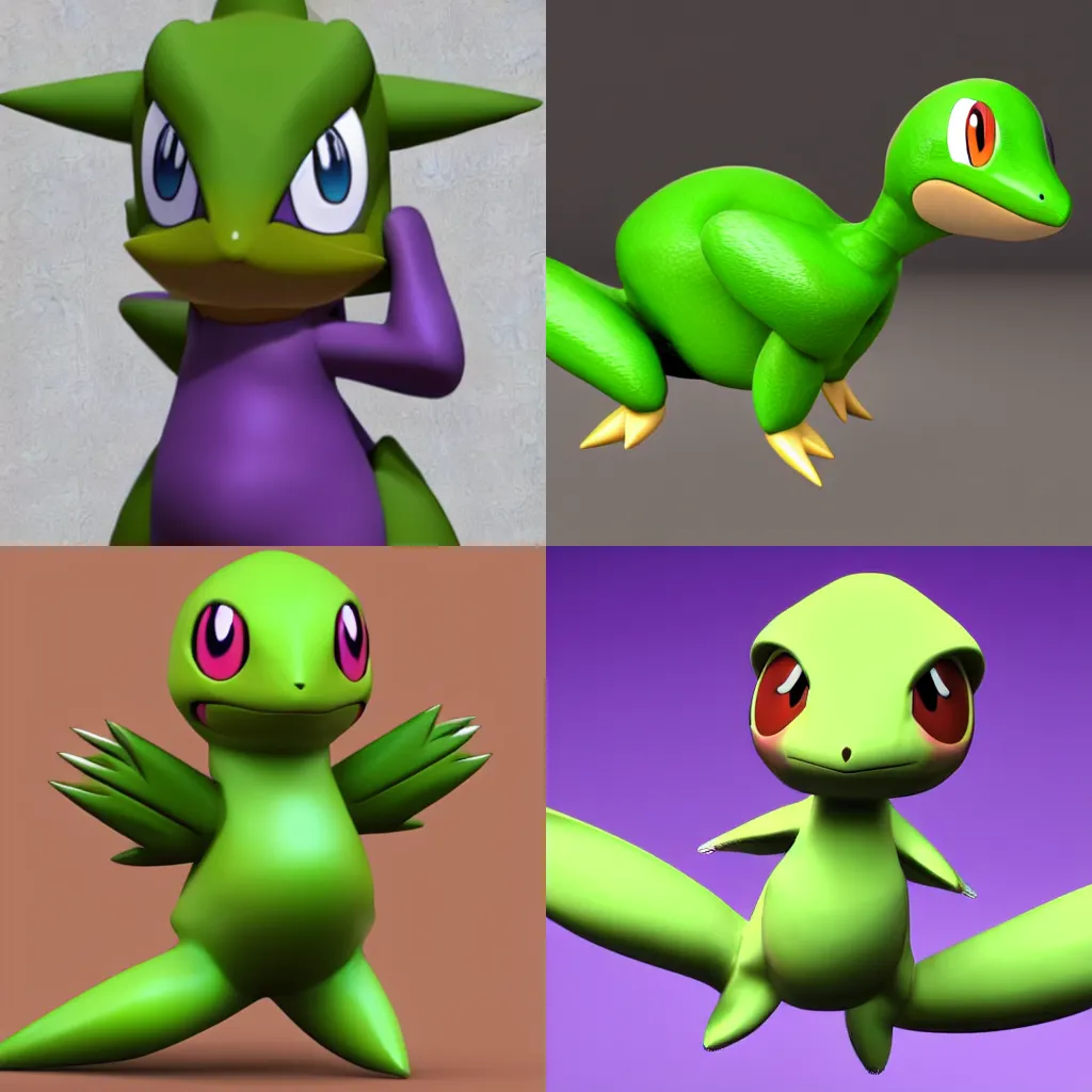 Prompt: High quality 3D render of Pokemon Snivy with a purple coat, Trending on Artstation