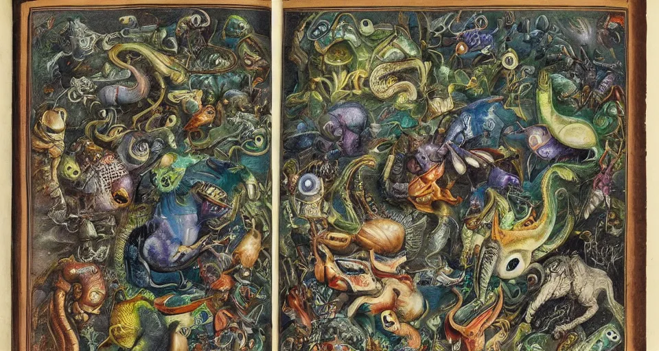 Image similar to bizarre bestiary of microcosmic creatures