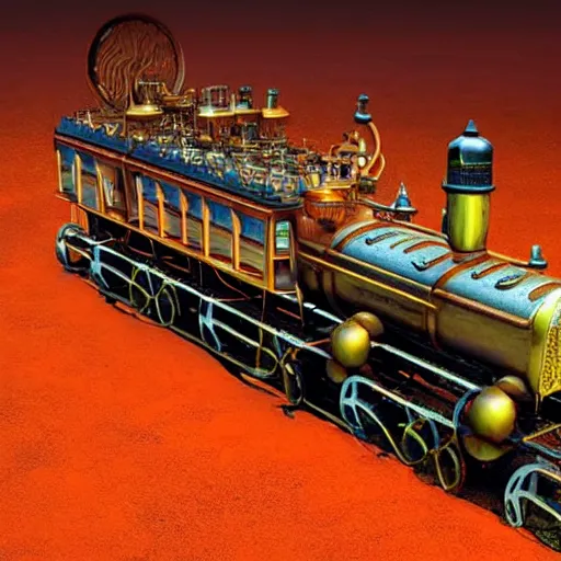Prompt: 3 d realistic art of steampunk engine having indian flag on it and moving at high speed on the track.