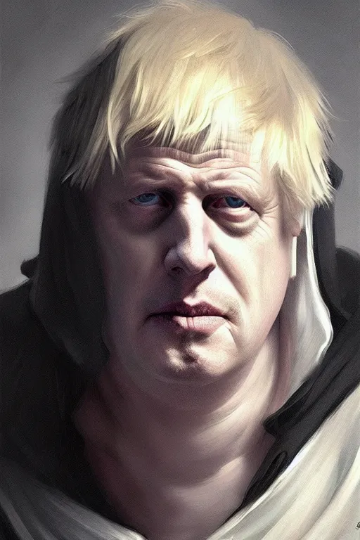 Prompt: Boris Johnson as Grim Reaper in a hood, portrait, highly detailed, digital painting, artstation, concept art, smooth, sharp focus, illustration, cinematic lighting, art by artgerm and greg rutkowski and alphonse mucha