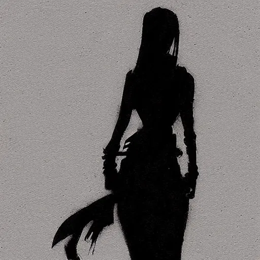 Prompt: “ red haired vampire woman in a black dress by yoji shinkawa ”