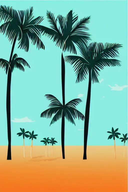 Prompt: minimalist boho style art of colorful palm trees in miami, illustration, vector art