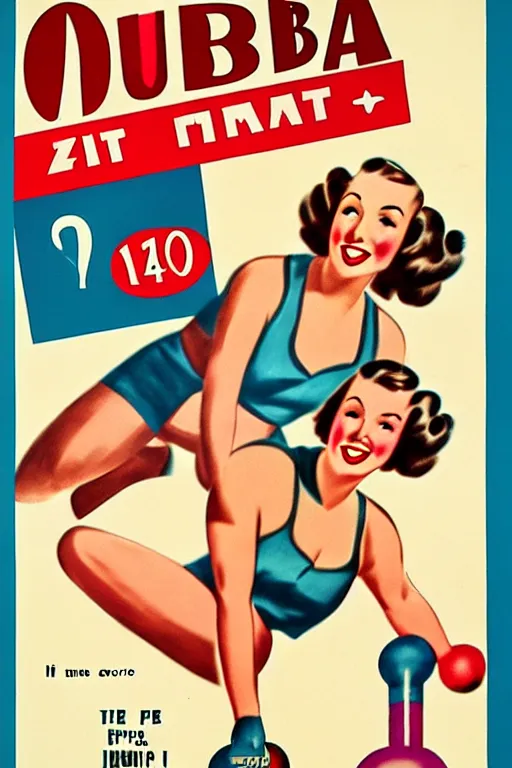 Image similar to 1940s zumba fitness art poster