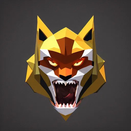 Image similar to a vector logo of rengar from league of legends, low poly,