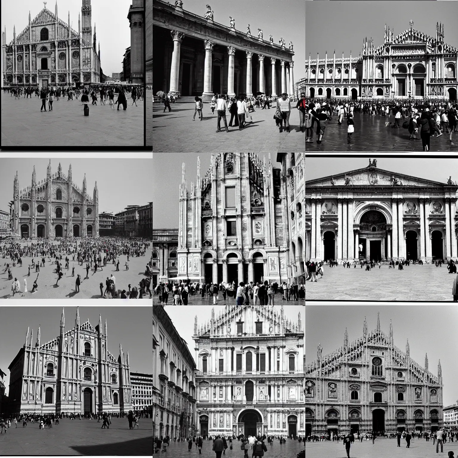 Prompt: piazza del duomo milano 1980