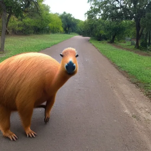 Image similar to a very buff capybara on the katy trail