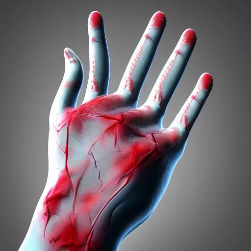 Image similar to anatomically correct open human hand as a 3D object, a computer rendering by Alberto Seveso, behance, generative art, rendered in cinema4d, octane render, photoillustration