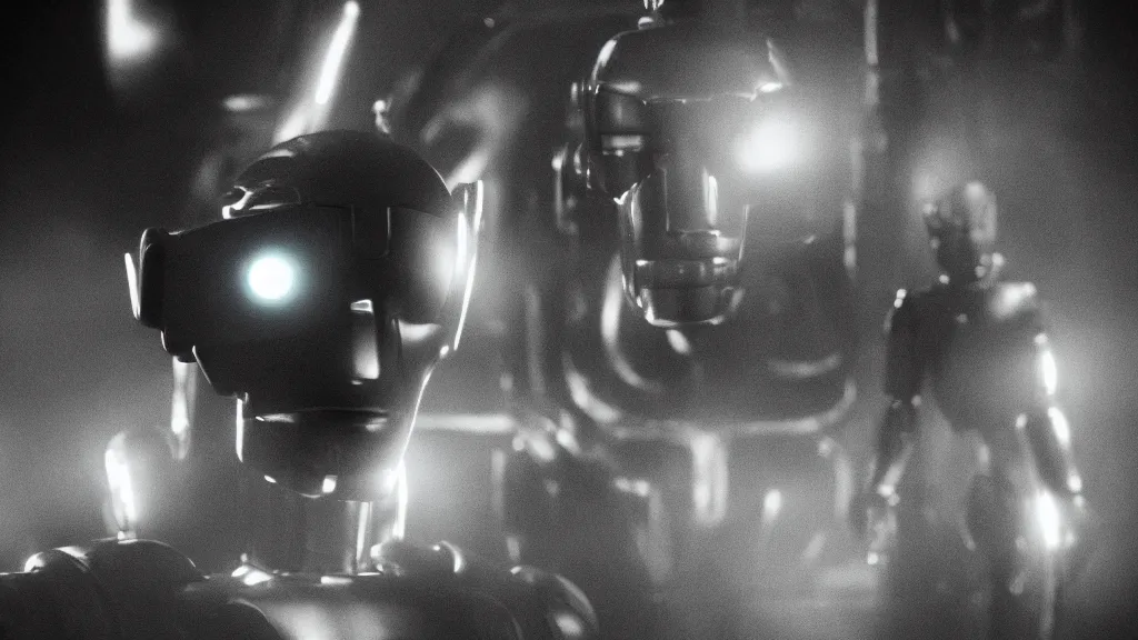 Prompt: The robot man, android, humanoid robot, movie still, cinematic composition, cinematic light, by David Lynch