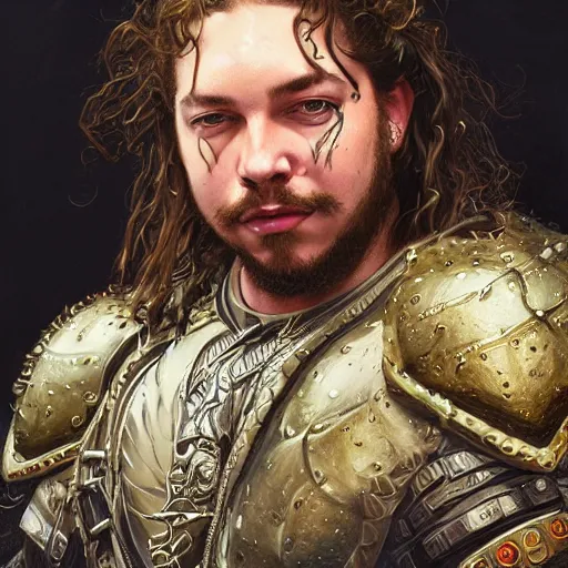 Prompt: Post Malone as a fantasy D&D character, close-up portrait art by Donato Giancola and James Gurney, digital art, trending on artstation