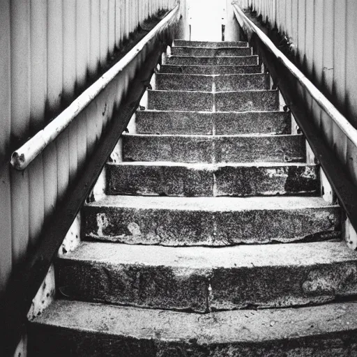 Image similar to staircase to nowhere, photograph, ilford hp5 film