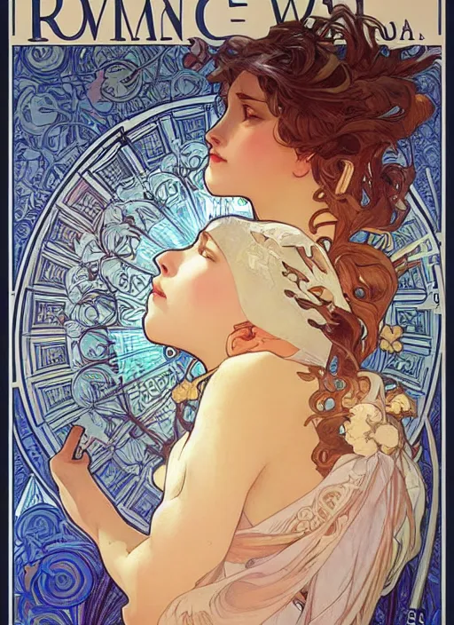 Image similar to romance book cover illustration art by artgerm alphonse mucha, wlop