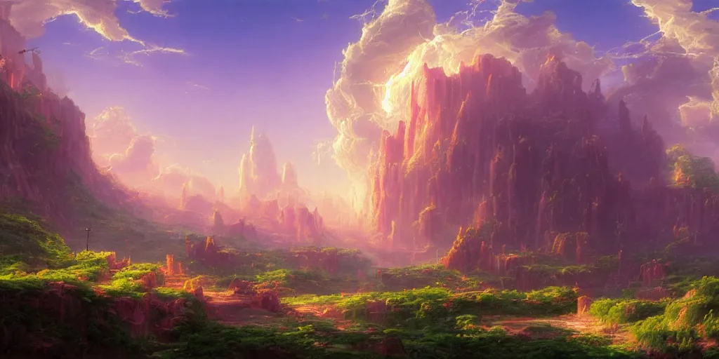 Image similar to very detailed and perfectly readable fine and soft relevant out of lines soft edges painting by beautiful walt disney animation films of the late 1 9 9 0 s and thomas cole in hd, we see a futuristic punk solar city, nice lighting, perfect readability