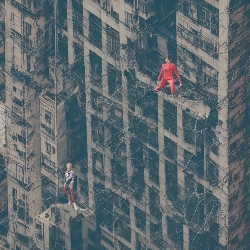 Image similar to a cyber boy ontop of a building, cyberpunk art by Elsa Bleda, by Elsa Bleda unsplash contest winner, aestheticism, dystopian art