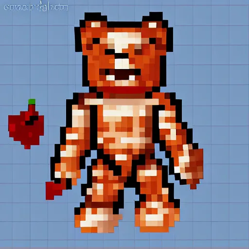 Prompt: full body portrait painting of humanoid knight bear, pixel art style 8 x 8.