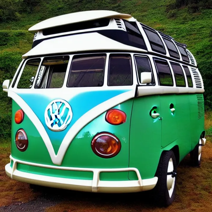 Prompt: vw bus, cargo cult style