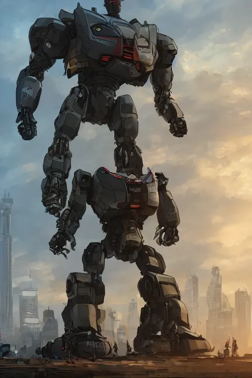 Image similar to a kid in front of giant robot, megalophobia, digital art, trending on artstation, epic