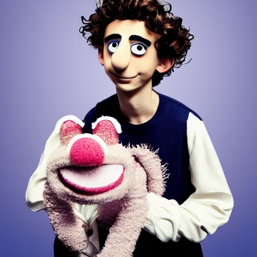 Prompt: timothee chalamet as a muppet