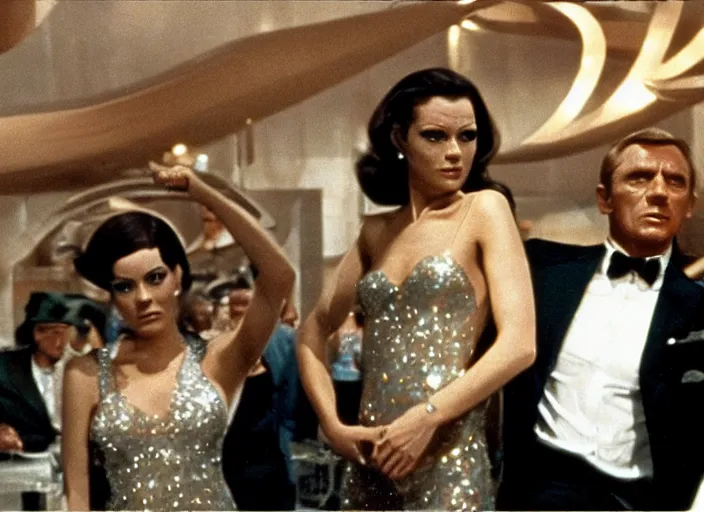 Prompt: scene from the 1 9 7 1 james bond film diamonds are forever