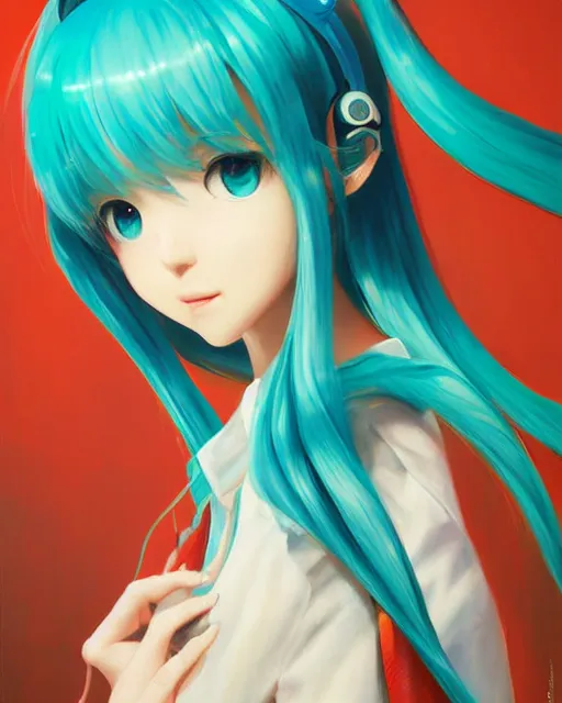 Prompt: A very beautiful painting of hatsune miku by rossdraws, wlop, Gil Elvgren, Ilya kuvshinov