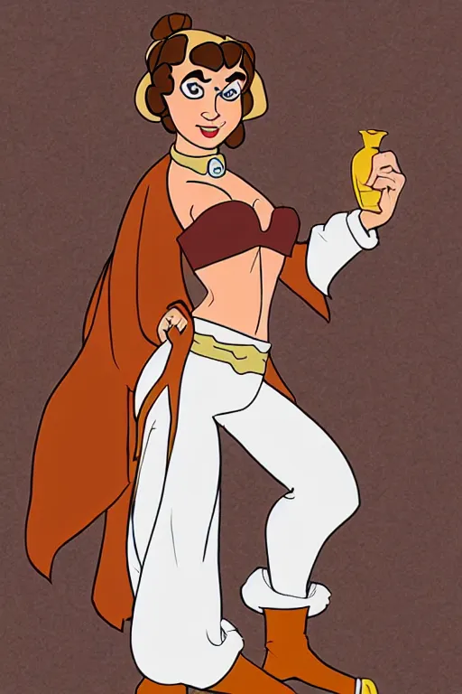 Image similar to scooby doo dressed as slave princess leia