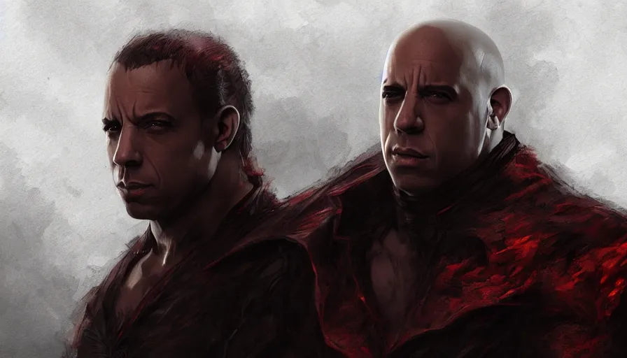 Image similar to Vin Diesel is Dracula with short hair, hyperdetailed, artstation, cgsociety, 8k