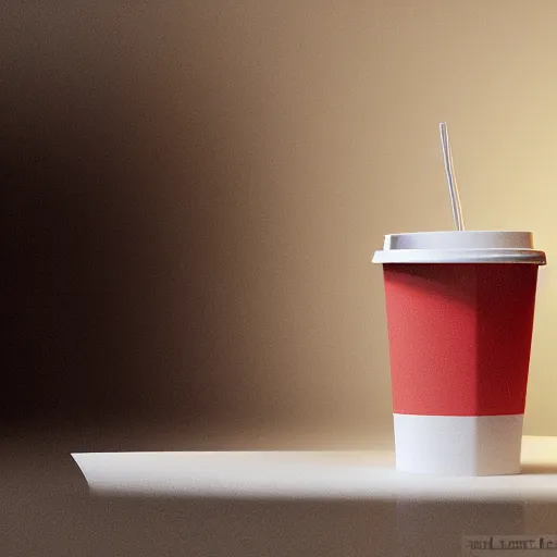 Prompt: the white red paper cup, fine art, artstation, octane render, cgsociety