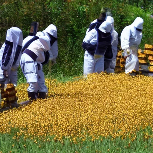 Prompt: people filled with bees