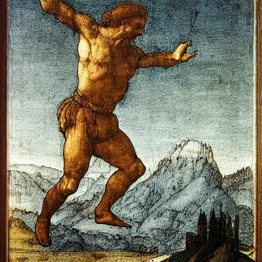 Image similar to clother man jumping by Leonardo da Vinci