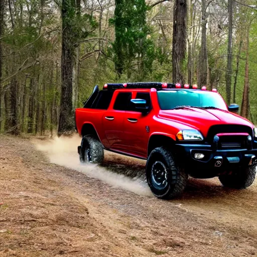 Prompt: try a dodge ram mixed with a hummer