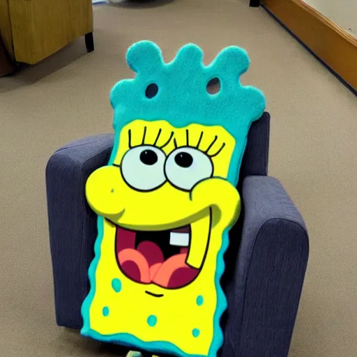 Image similar to spongebob in the shape of a comfy chair