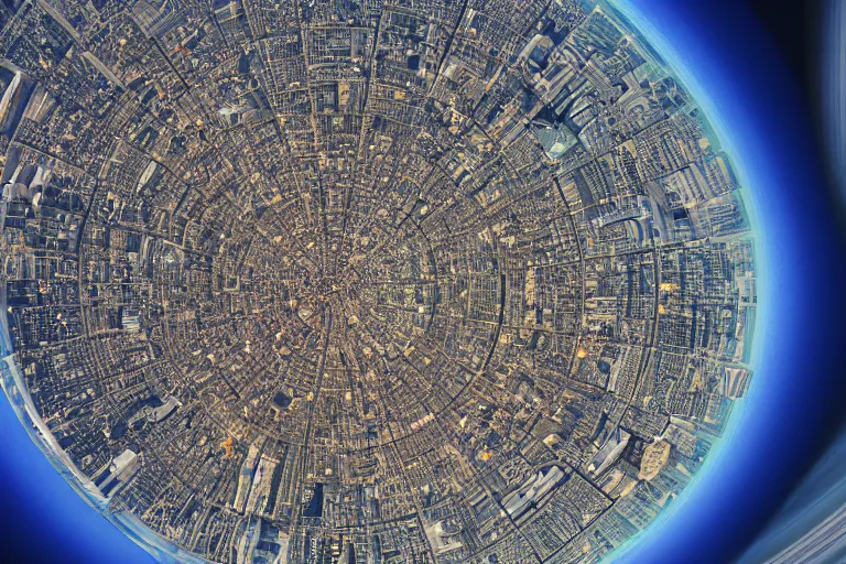 Prompt: planetwide alien cityscape viewed from outer space