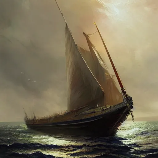 Image similar to sailing barge, Magic the Gathering art, art by greg rutkowski, matte painting, trending on artstation, very detailed