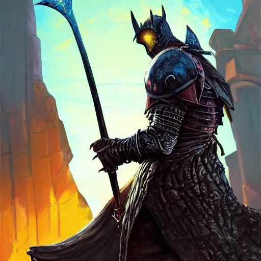 Prompt: Bright, colorful, realistic Dark souls land scape backlighting, kodachrome, high contrast, highly detailed, sharp focus, digital painting, concept art, illustration, trending on artstation, comic book by Alex Ross cover art