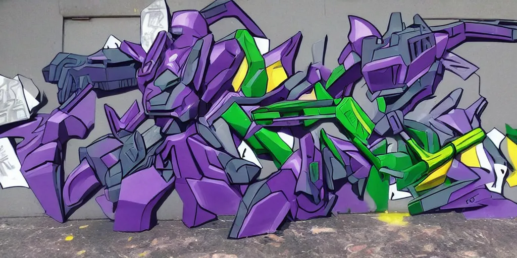 Image similar to decepticons transforming into 3 d! graffiti, arrows, paint drips, gradient shading, highly detailed, reflective