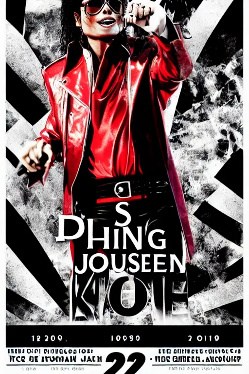 Image similar to this is it concert poster 2 0 0 9 king of pop, michael jackson 2 0 0 9 shades style, promotional, o 2 arena, london uhd, sharp, ultra realistic face, 4 k, cinematic, marvel, render, behind the scenes, leaked, set photo, detailed, modern, real life, sighting, photo real