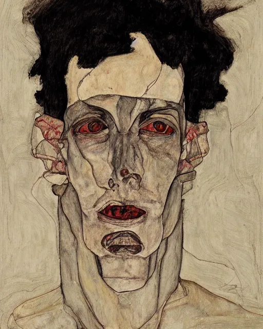 Prompt: portrait of a monster by egon schiele in the style of greg rutkowski