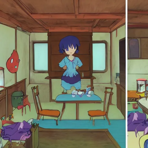 Prompt: ponyo in the backrooms