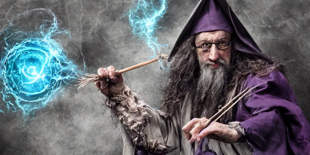 Image similar to a realistic wizard casting spell image